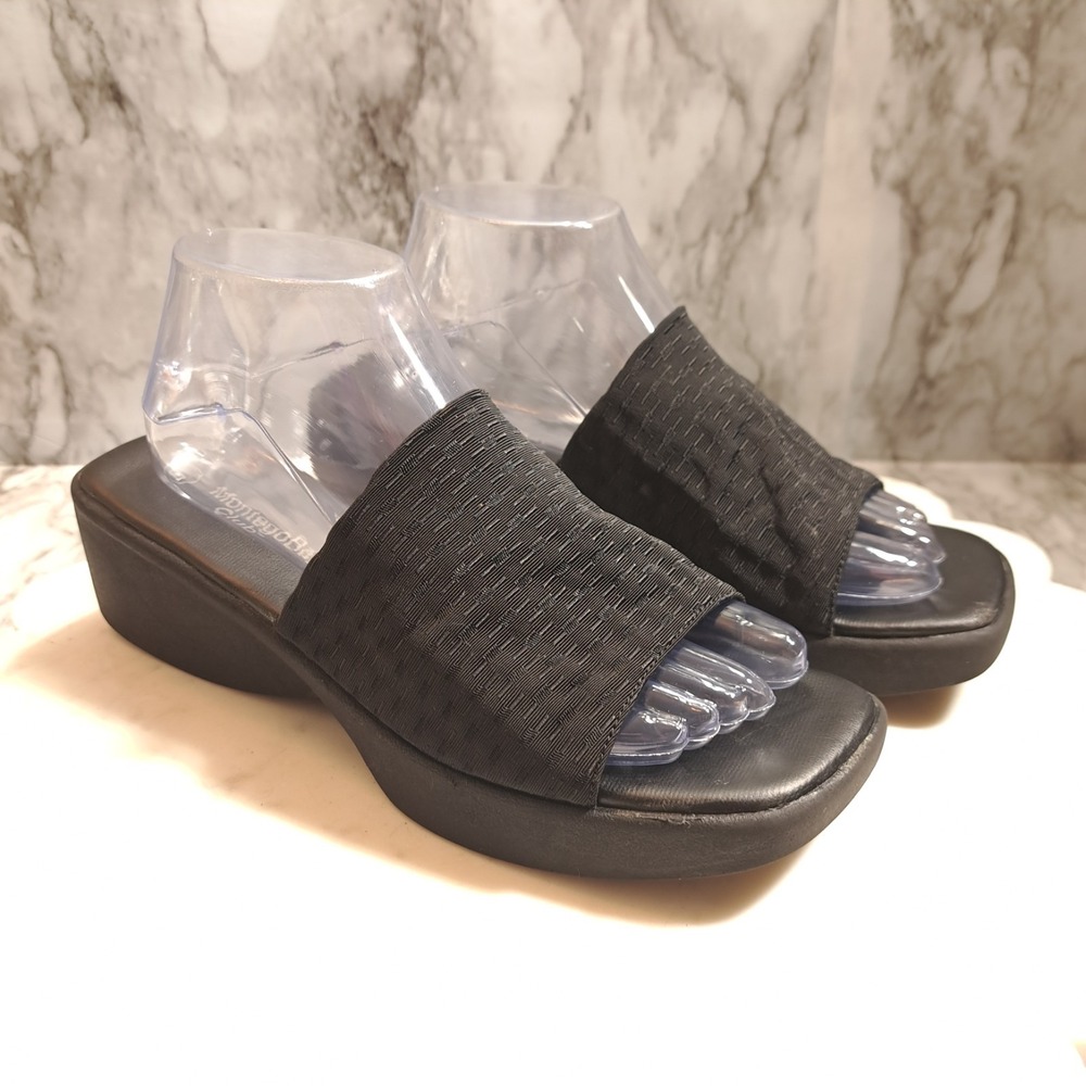 Montego Bay Club Women's Sandals/Platform 8 1/2‎ Black Fabric Slip-On